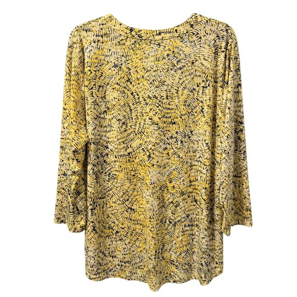 Jones New York Signature Yellow & Black Printed Top Sz XL blouse - Picture 11 of 12